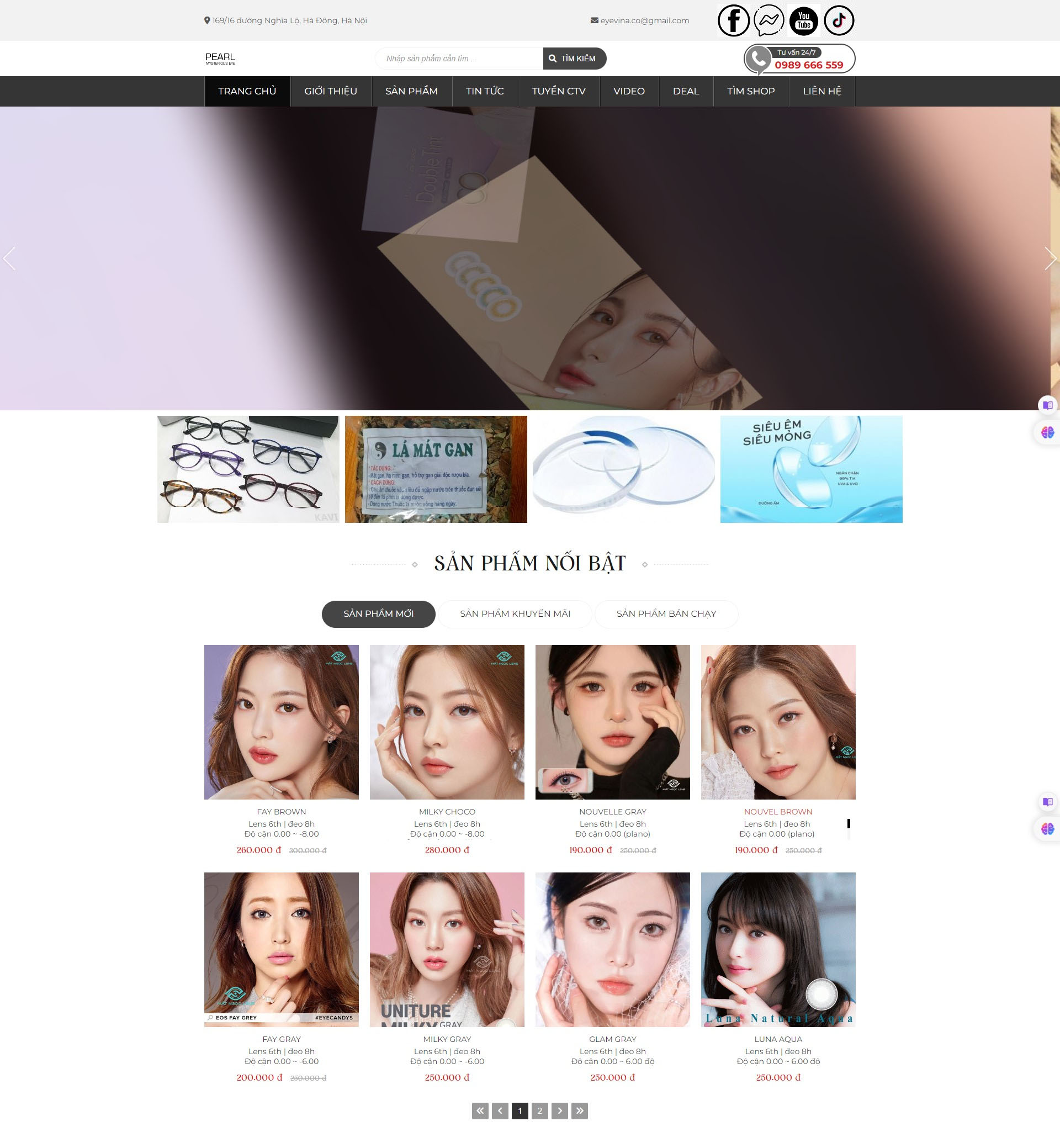 Thiết kế website bán lens mắt